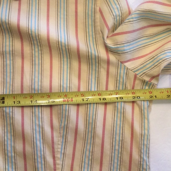 Talbots Button Down Long Sleeved Striped Stretch Blouse Size Medium - Picture 7 of 9